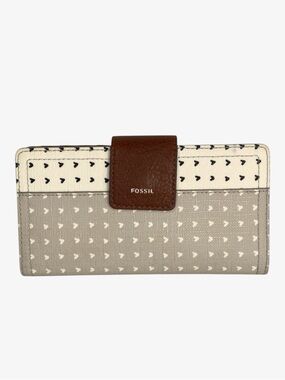 FOSSIL Logan Tab Vegan Leather Clutch Wallet - Gray/White